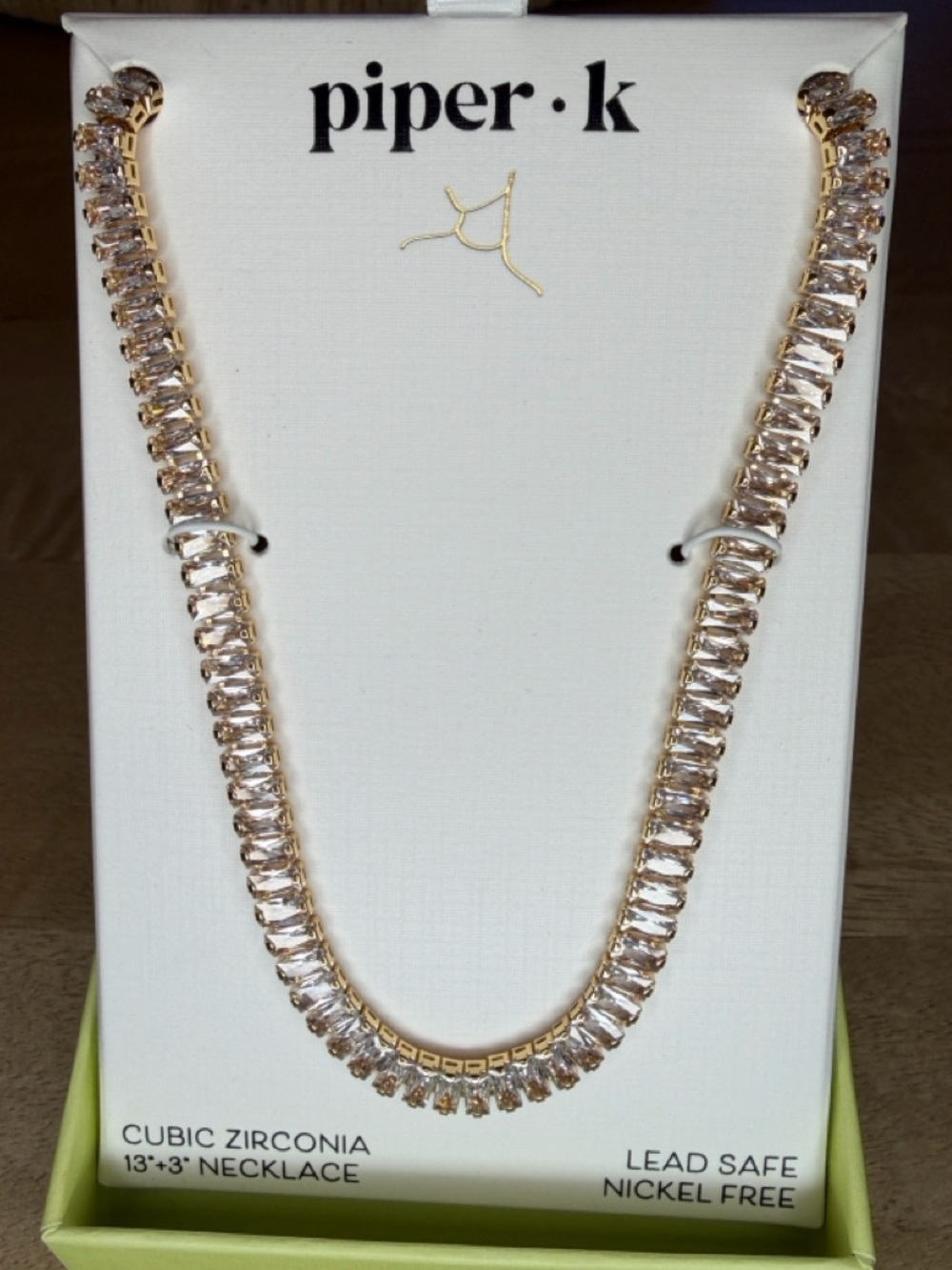 Piper K Gold Tone Cubic Zirconia Tennis Necklace - Picture 3 of 9